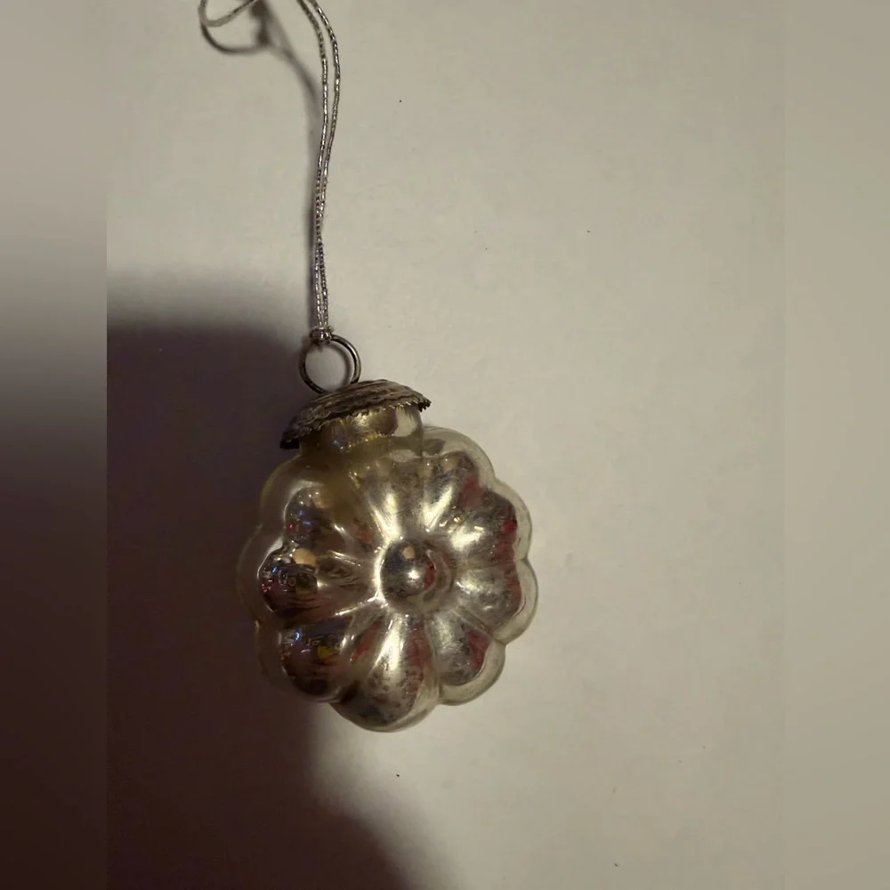 mercury glass Christmas ornament  flower mini 1 1/3 inches